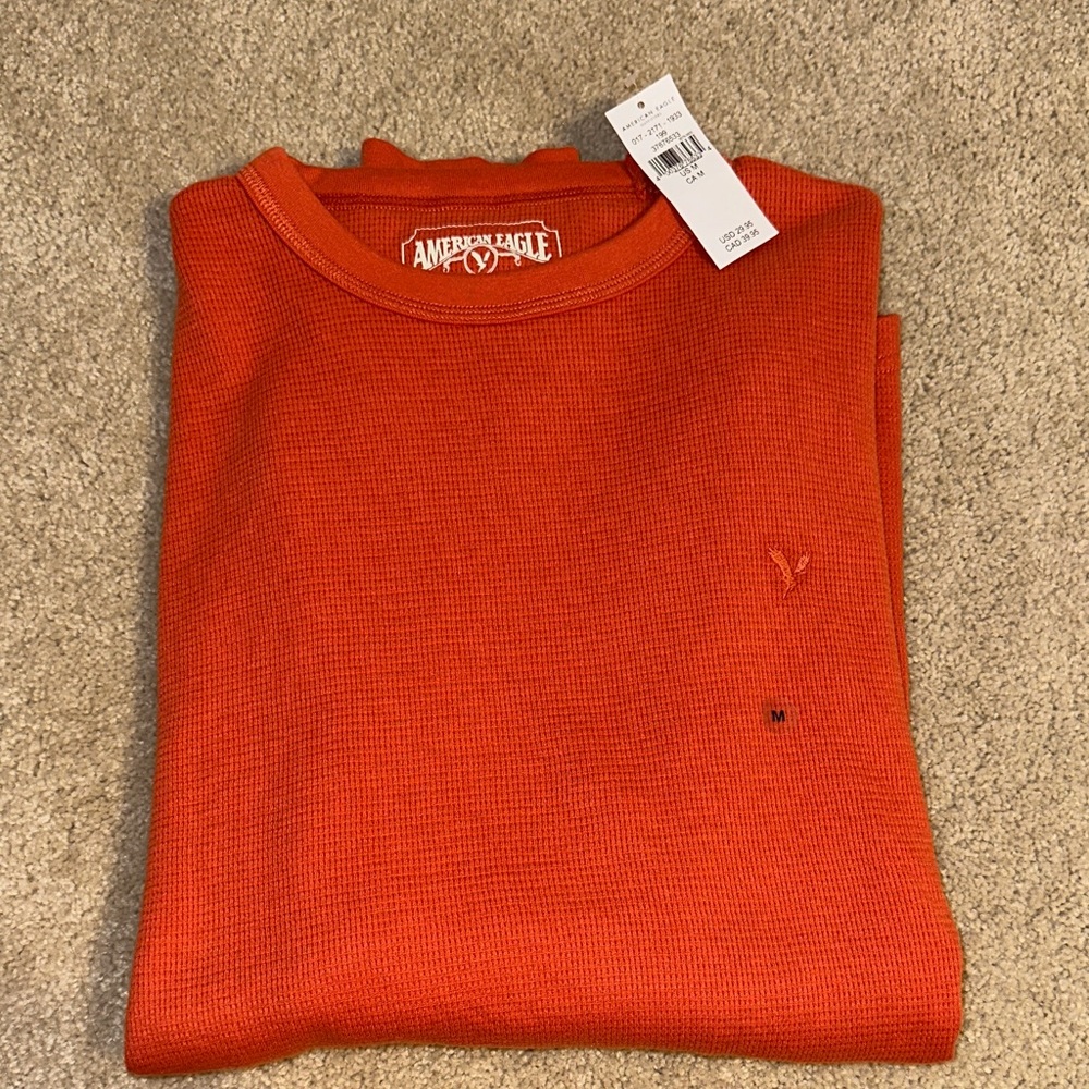 American Eagle Outfitters Men's Vibrant Orange Crewneck Sweater